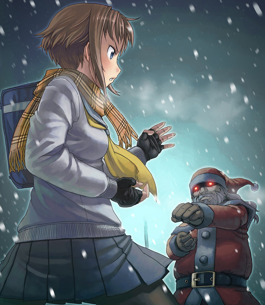 santa claus and christmas girl (original) drawn by itou_(onsoku_tassha)