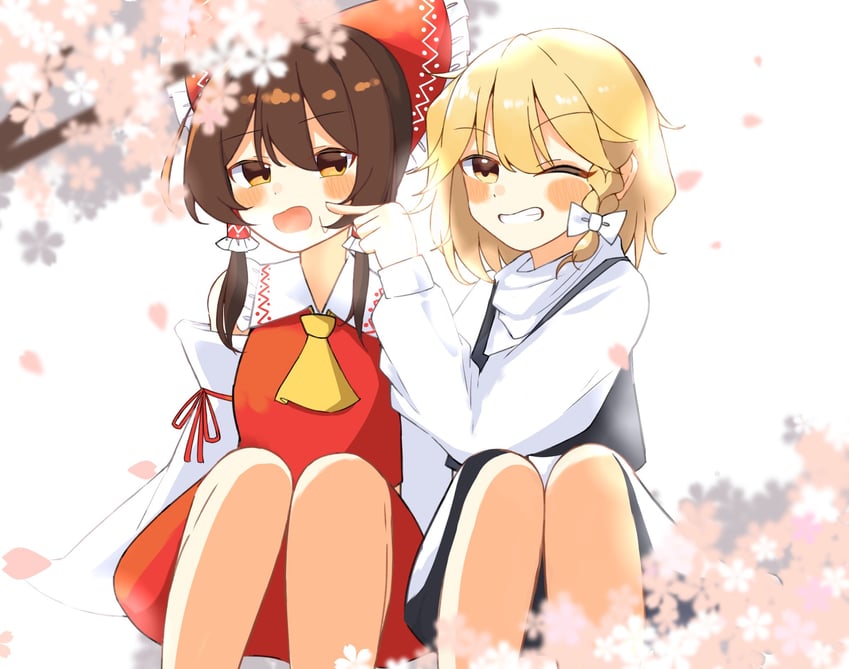 hakurei reimu and kirisame marisa (touhou) drawn by bagu_(bagubagu_cr7)