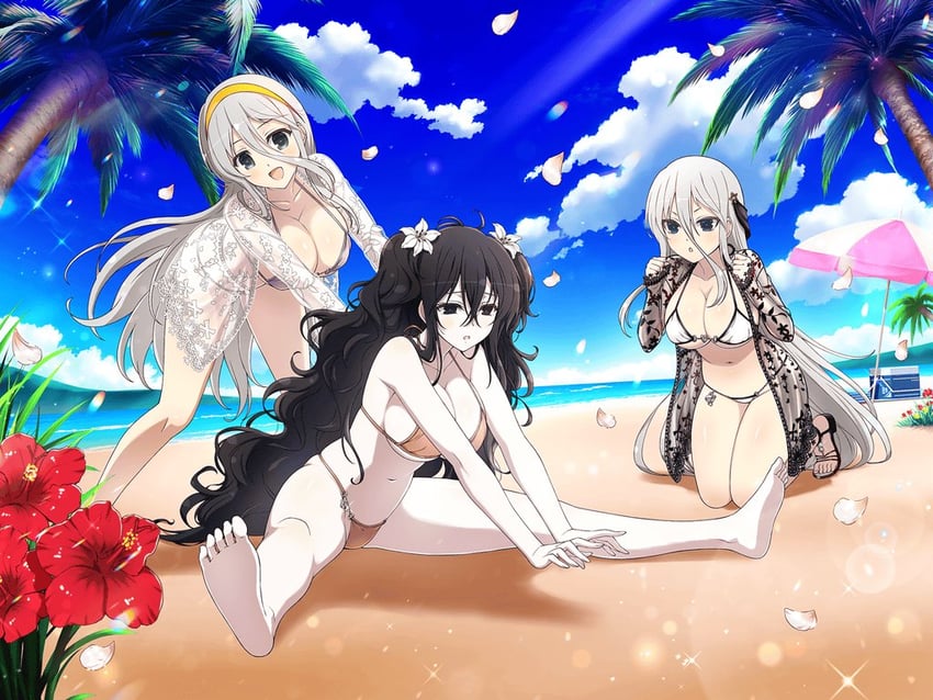 fubuki, senkou, and gekkou (senran kagura and 1 more) drawn by yaegashi_nan