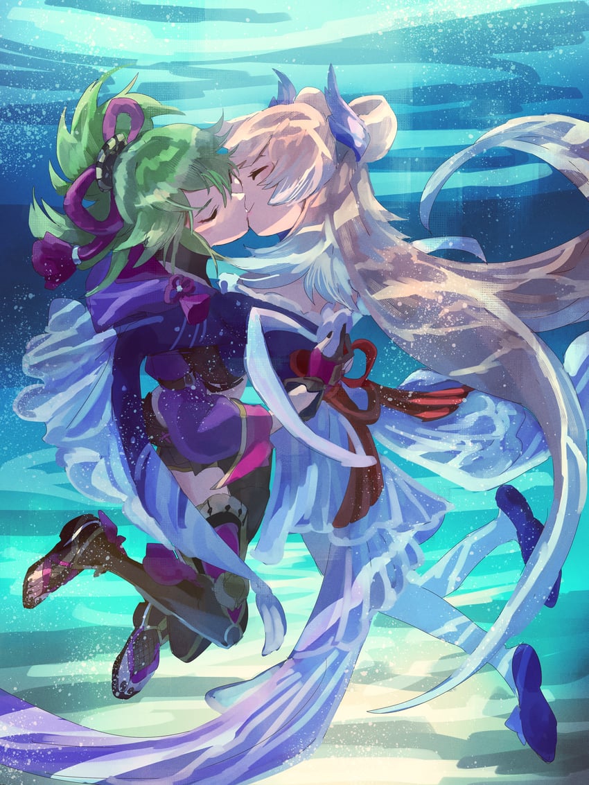 sangonomiya kokomi and kuki shinobu (genshin impact) drawn by fusenryo