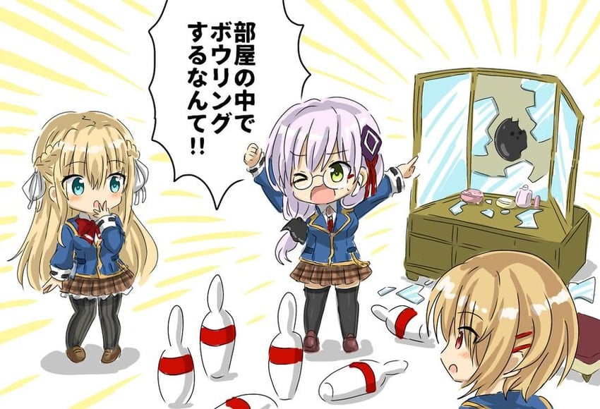 kayamori ruka, izumi yuki, and toujou tsukasa (heaven burns red) drawn by marihei64ds