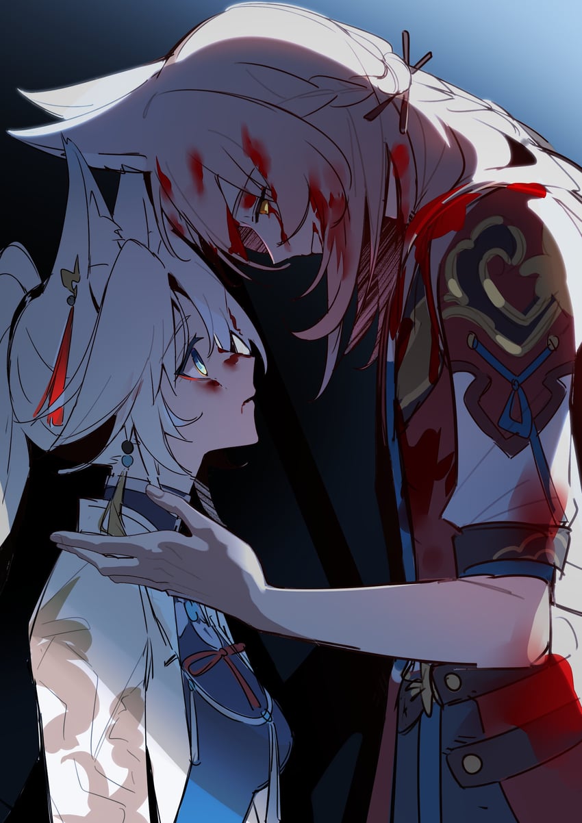 feixiao and jiaoqiu (honkai and 1 more) drawn by hoxino