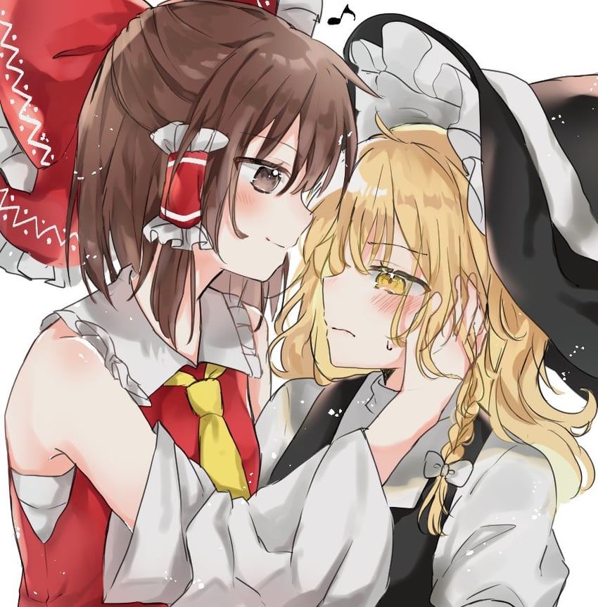 hakurei reimu and kirisame marisa (touhou) drawn by shinonome_(ichigotsuki)