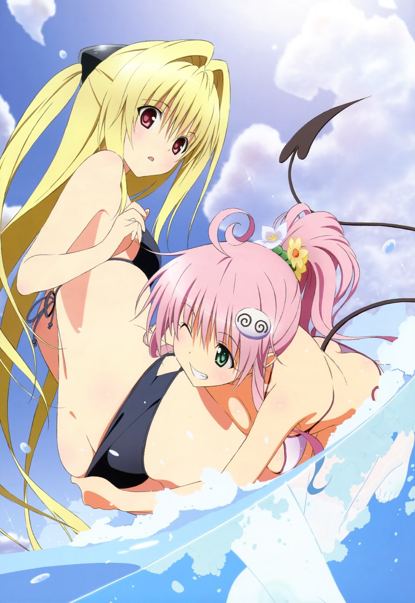 konjiki no yami, lala satalin deviluke, and peke (to love-ru and 1 more) drawn by oka_yuuichi