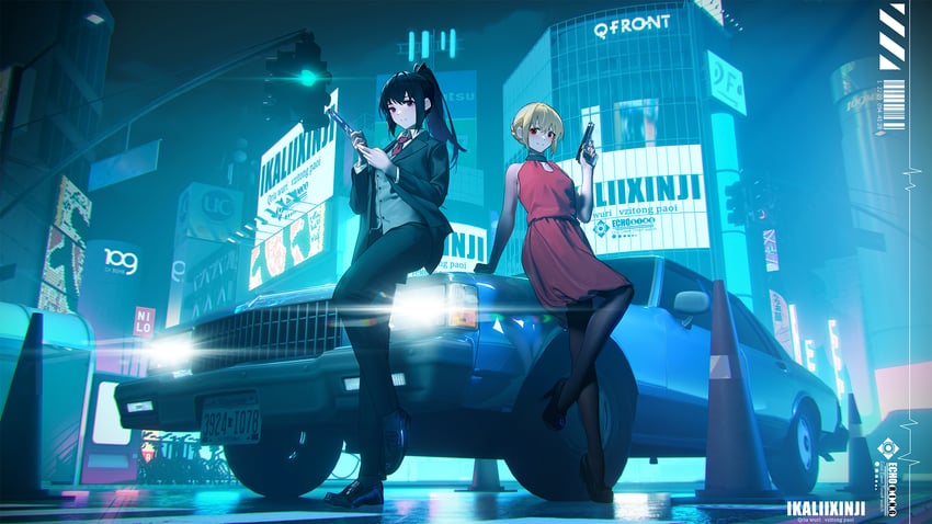 nishikigi chisato and inoue takina (lycoris recoil) drawn by yigali_xinji