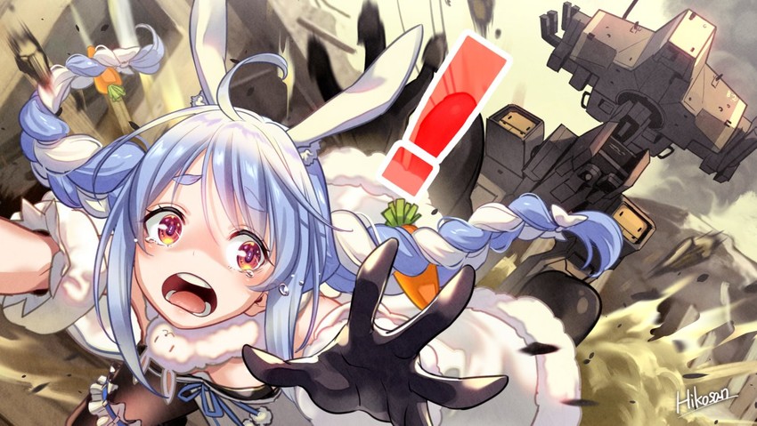 usada pekora and don-chan (hololive and 2 more) drawn by hikosan