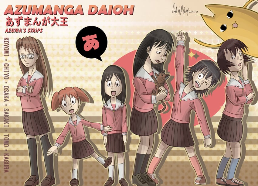 kasuga ayumu, mihama chiyo, sakaki, takino tomo, kagura, and 3 more (azumanga daioh) drawn by lupeco98