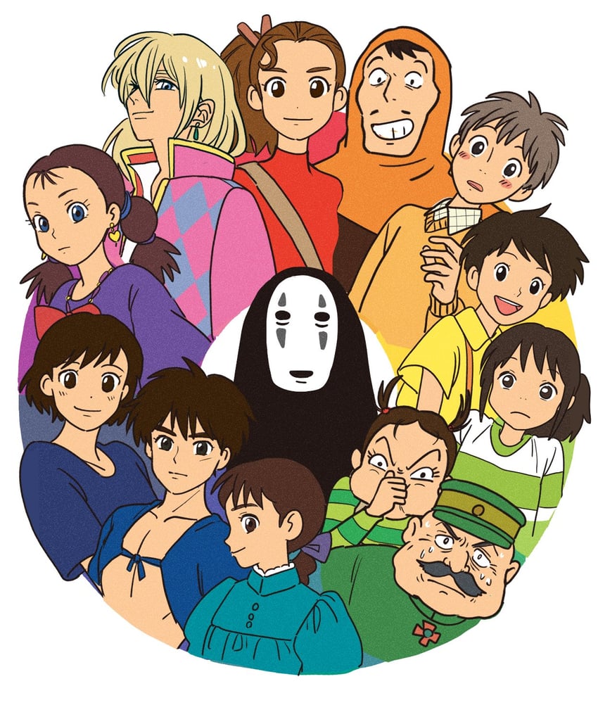 kiki, howl pendragon, ogino chihiro, sophie hatter, kaonashi, and 7 more (studio ghibli and 8 more) drawn by rikaco1988
