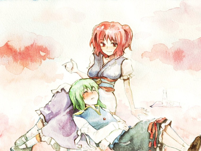 shiki eiki and onozuka komachi (touhou) drawn by kuma_(crimsonvanilla)