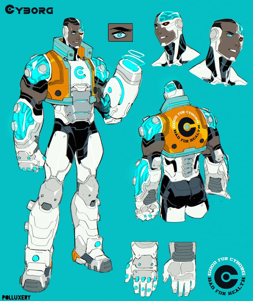 cyborg (dc comics and 1 more) drawn by polluxery