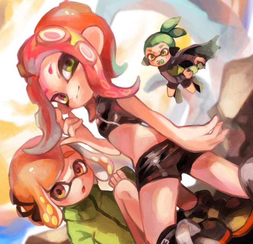 inkling player character, inkling girl, octoling player character, octoling girl, inkling boy, and 3 more (splatoon and 1 more) drawn by tawara8853