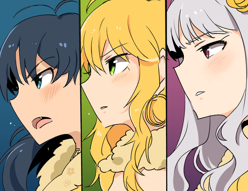 hoshii miki, shijou takane, and ganaha hibiki (idolmaster and 1 more) drawn by tuxedo_de_cat