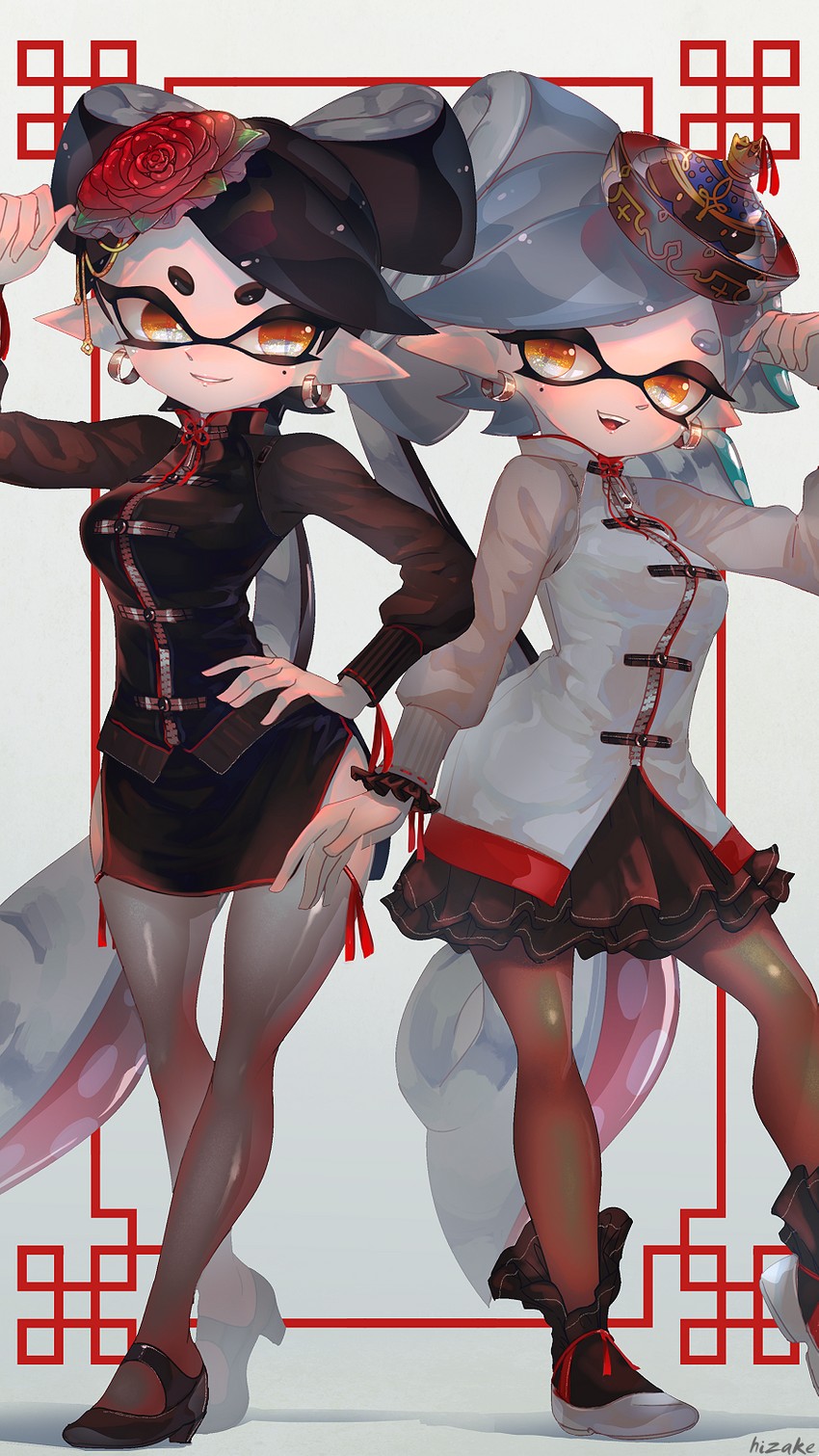callie and marie (splatoon and 1 more) drawn by kashu_(hizake)