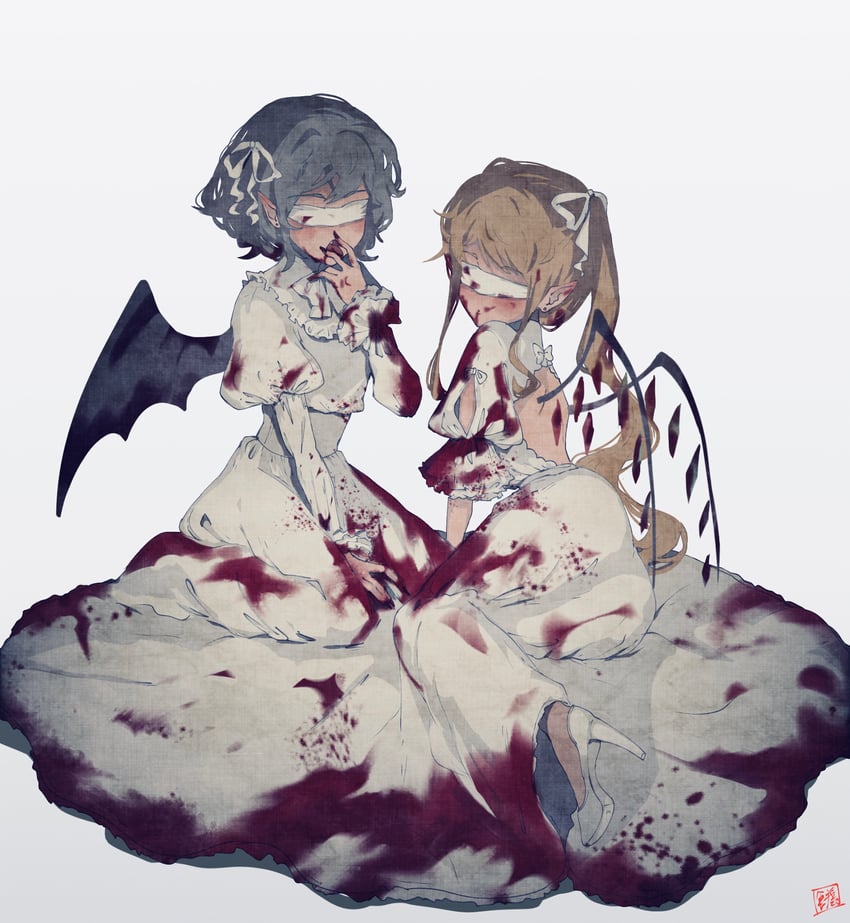 remilia scarlet and flandre scarlet (touhou) drawn by sokura_(mochichitose)
