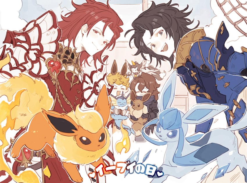 eevee, glaceon, vaporeon, flareon, vane, and 4 more (pokemon and 1 more) drawn by luminous_slime