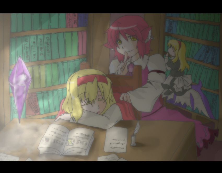 alice margatroid, mystia lorelei, pikachu, and shanghai doll (touhou and 1 more) drawn by kami_nimo