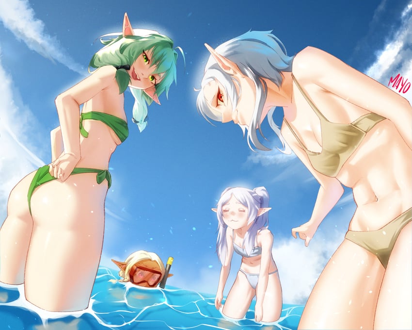 frieren, sylphiette, high elf archer, and eldali ilma fanomenel (sousou no frieren and 3 more) drawn by mawster_yowda