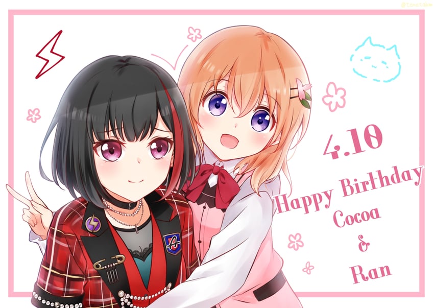hoto cocoa, mitake ran, and sakura ayane (bang dream! and 1 more) drawn by ten@_(tenatdam)
