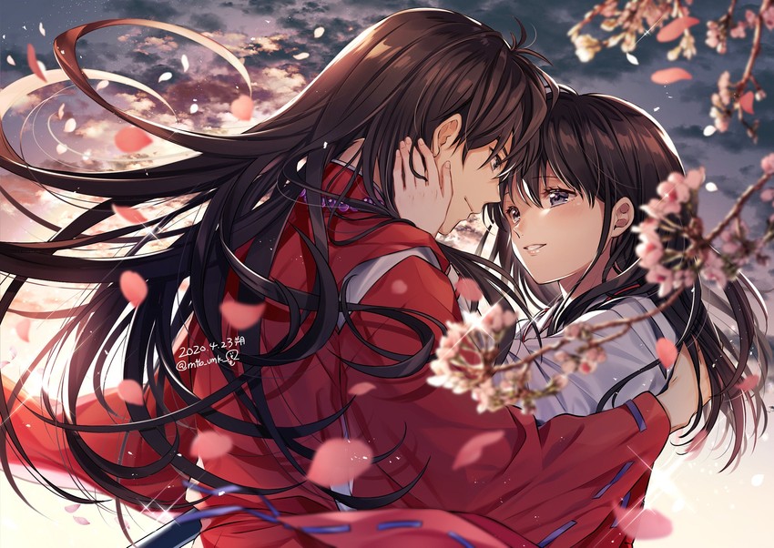 inuyasha and higurashi kagome (inuyasha) drawn by motobi_(mtb_umk)