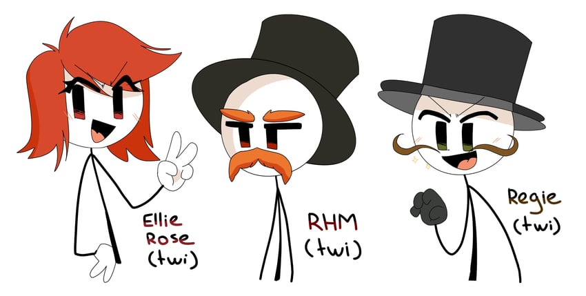 ellie rose, right hand man, and reginald copperbottom (henry stickmin) drawn by forg_boiiii