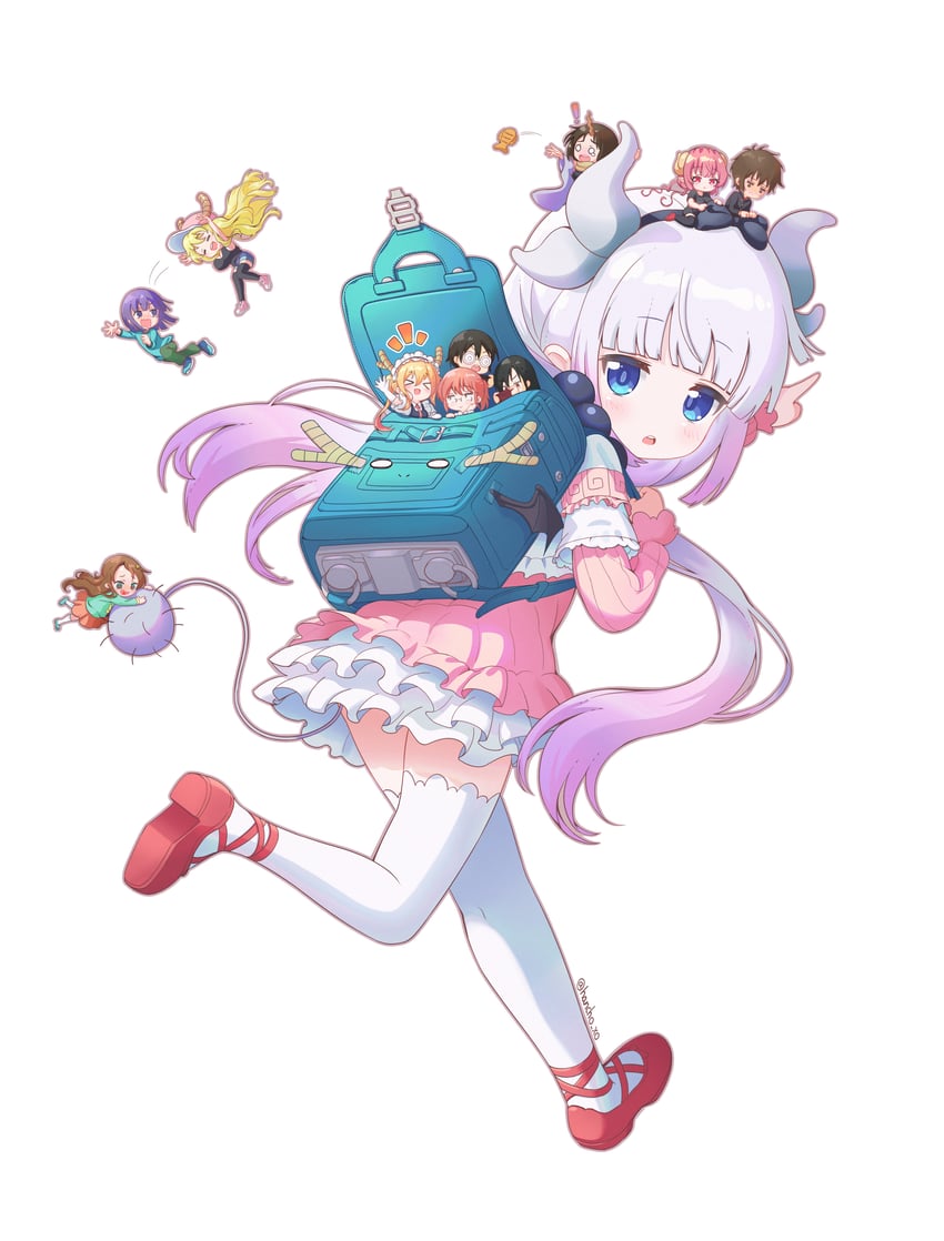 kanna kamui, tohru, lucoa, ilulu, kobayashi, and 6 more (kobayashi-san chi no maidragon) drawn by hancho