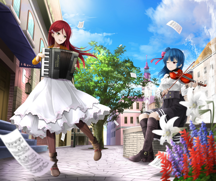 tsushima yoshiko and sakurauchi riko (love live! and 1 more) drawn by orein