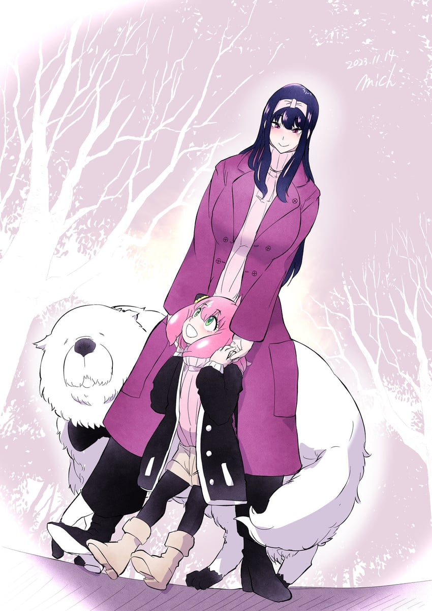 yor briar, anya, and bond (spy x family) drawn by mich_kj