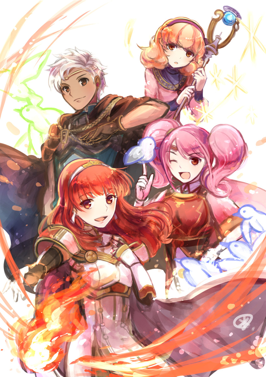 celica, mae, genny, and boey (fire emblem and 2 more) drawn by tarayuki