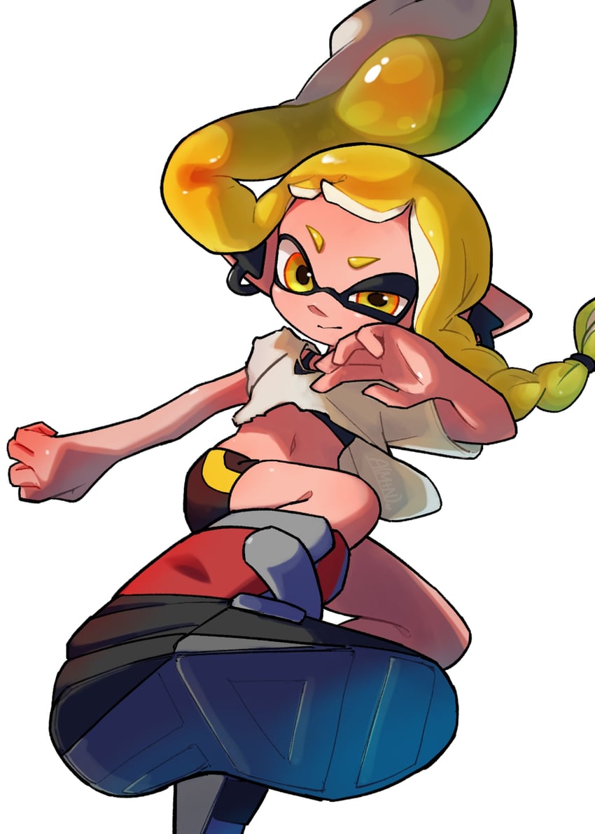 inkling player character and inkling girl (splatoon and 1 more) drawn by 95mana
