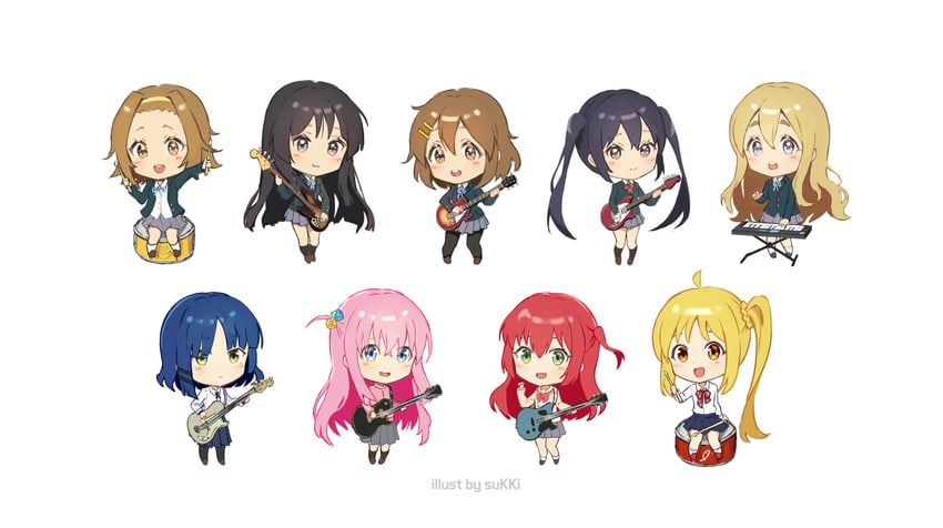 gotoh hitori, akiyama mio, nakano azusa, hirasawa yui, tainaka ritsu, and 4 more (k-on! and 1 more) drawn by cute_took