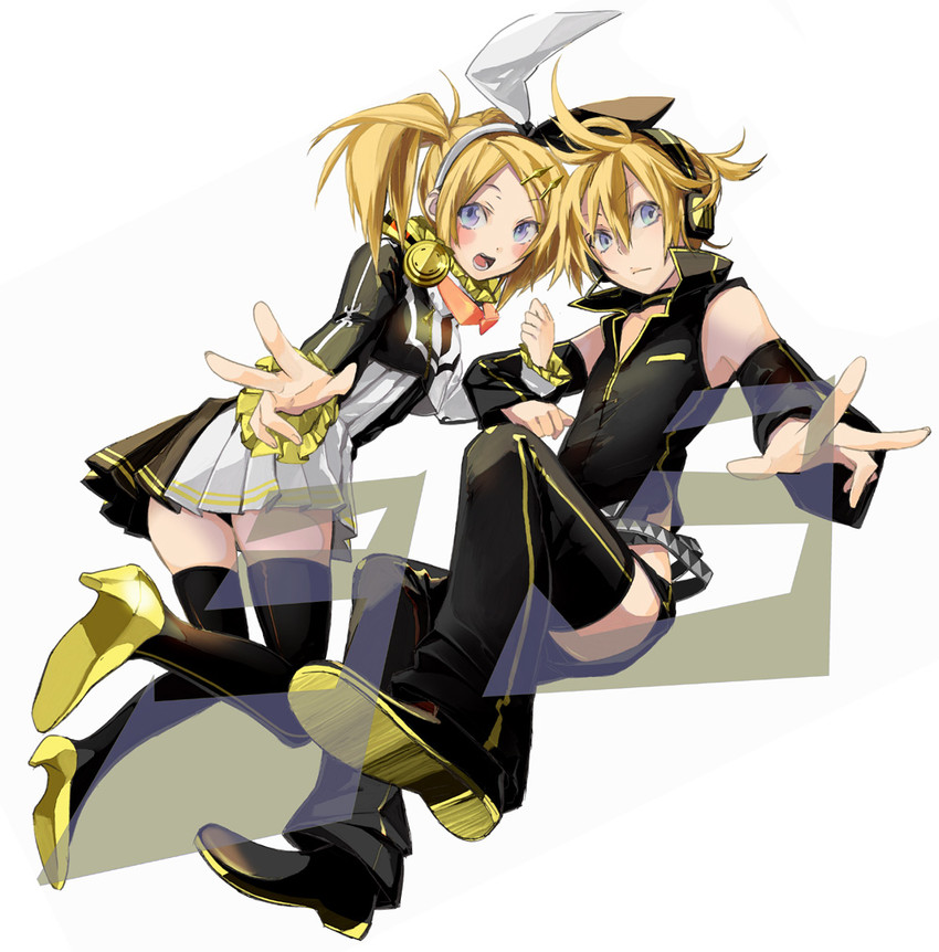 kagamine rin and kagamine len (vocaloid and 3 more) drawn by hakui_(kotori1000)