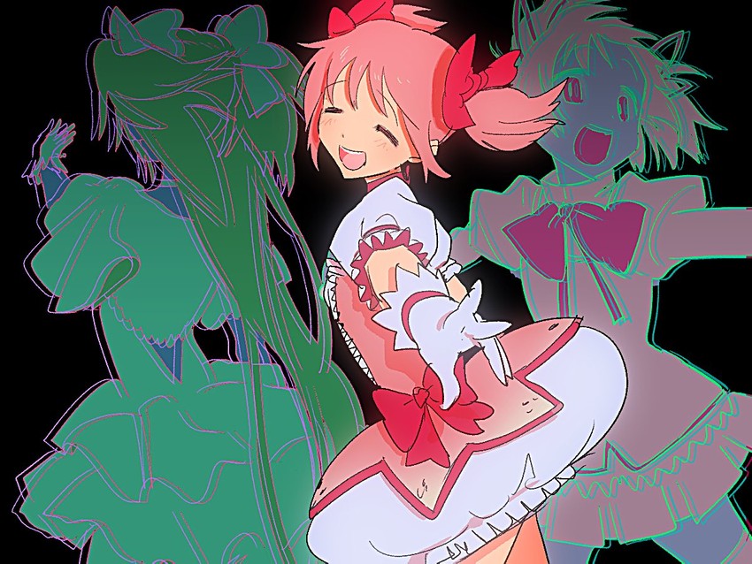 kaname madoka and ultimate madoka (mahou shoujo madoka magica) drawn by qmeng