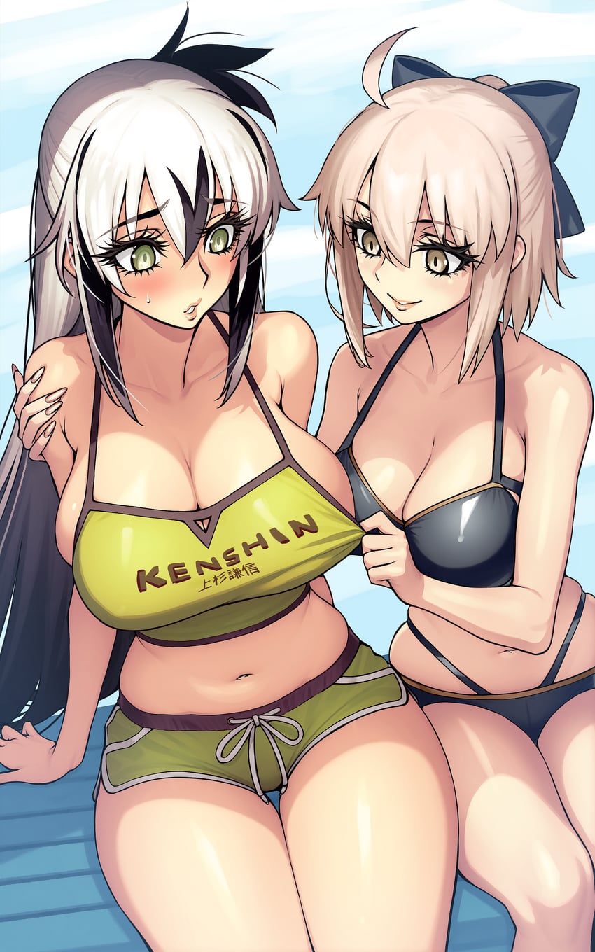 okita souji, okita j. souji, nagao kagetora, and uesugi kenshin (fate and 1 more) drawn by dynamitenatalia