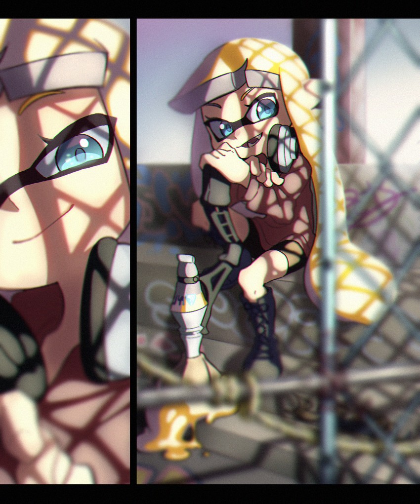inkling player character and inkling girl (splatoon) drawn by ukata