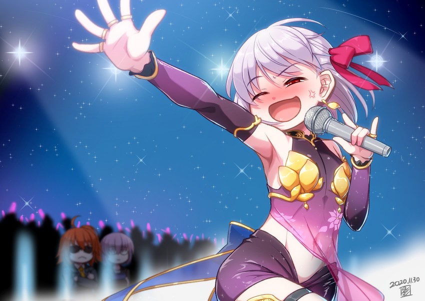 mash kyrielight, fujimaru ritsuka, and kama (fate and 1 more) drawn by kagelantern