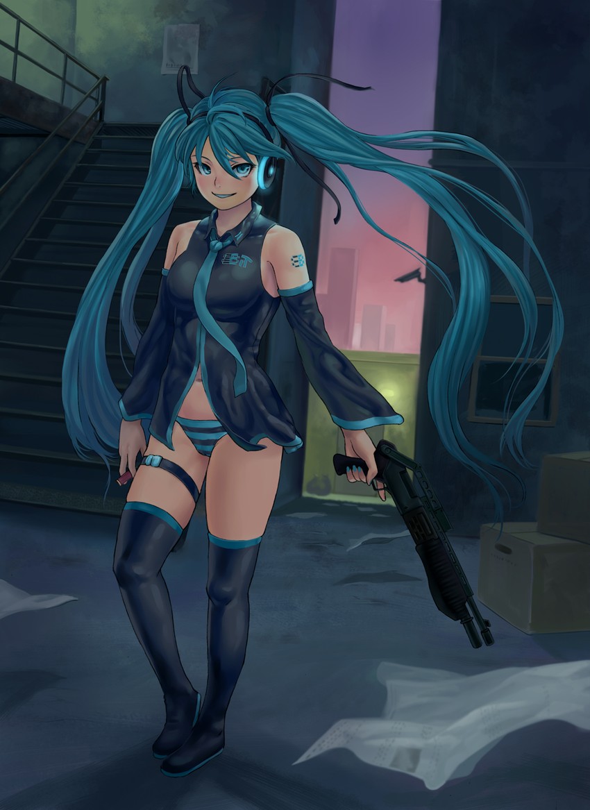 hatsune miku (vocaloid and 1 more) drawn by lasterk