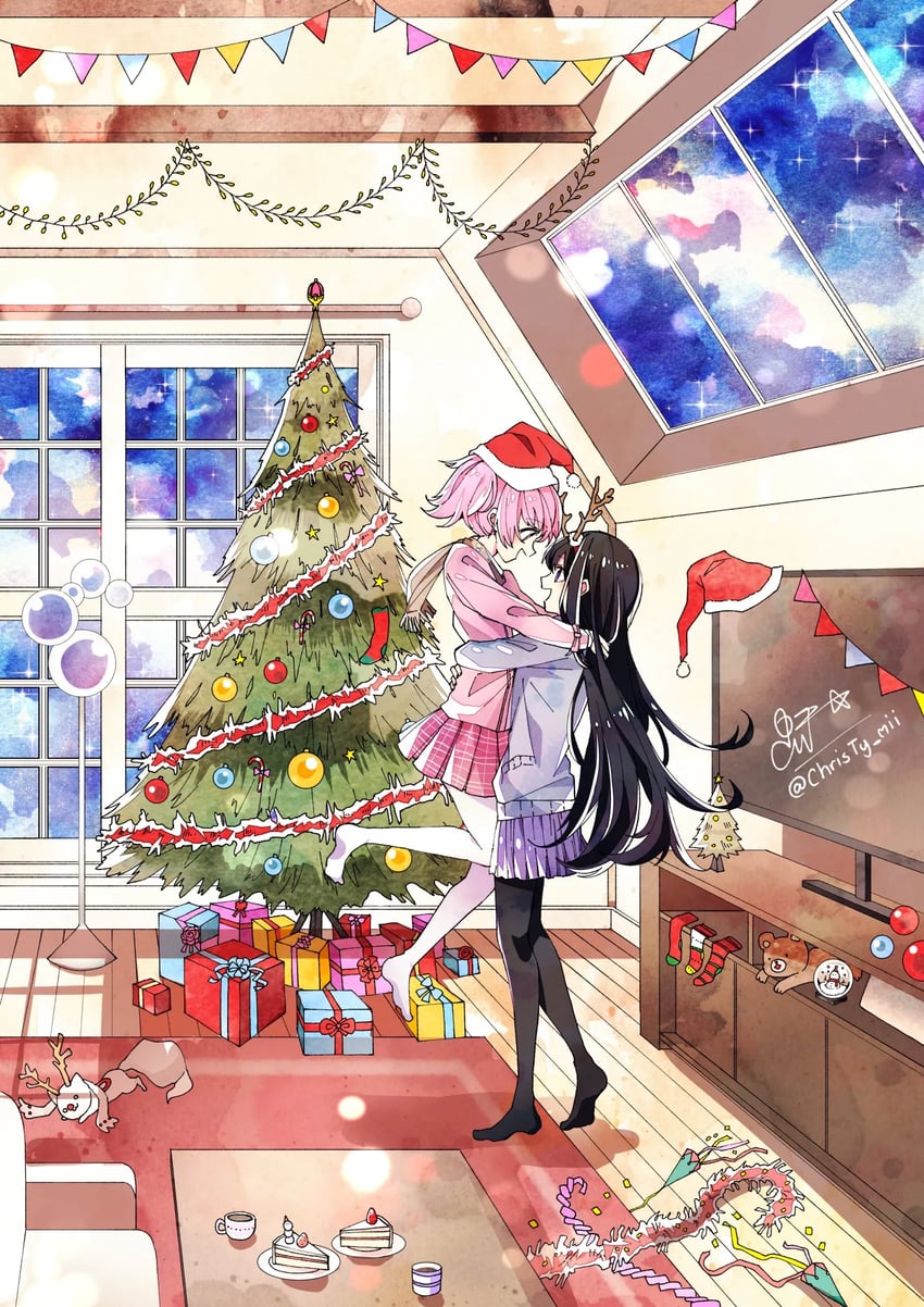 akemi homura, kaname madoka, and kyubey (mahou shoujo madoka magica) drawn by christy_mii