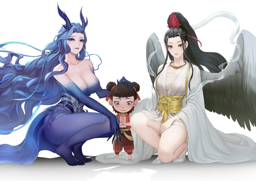 ao bing, nezha, ao run, and hetong (nezha zhi motong jiangshi) drawn by bozaigao_x