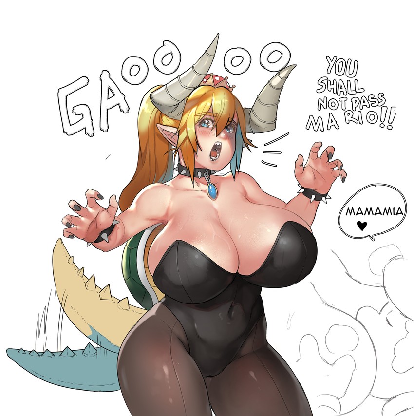 mario and bowsette (mario and 1 more) drawn by kaitsu_tokiyas