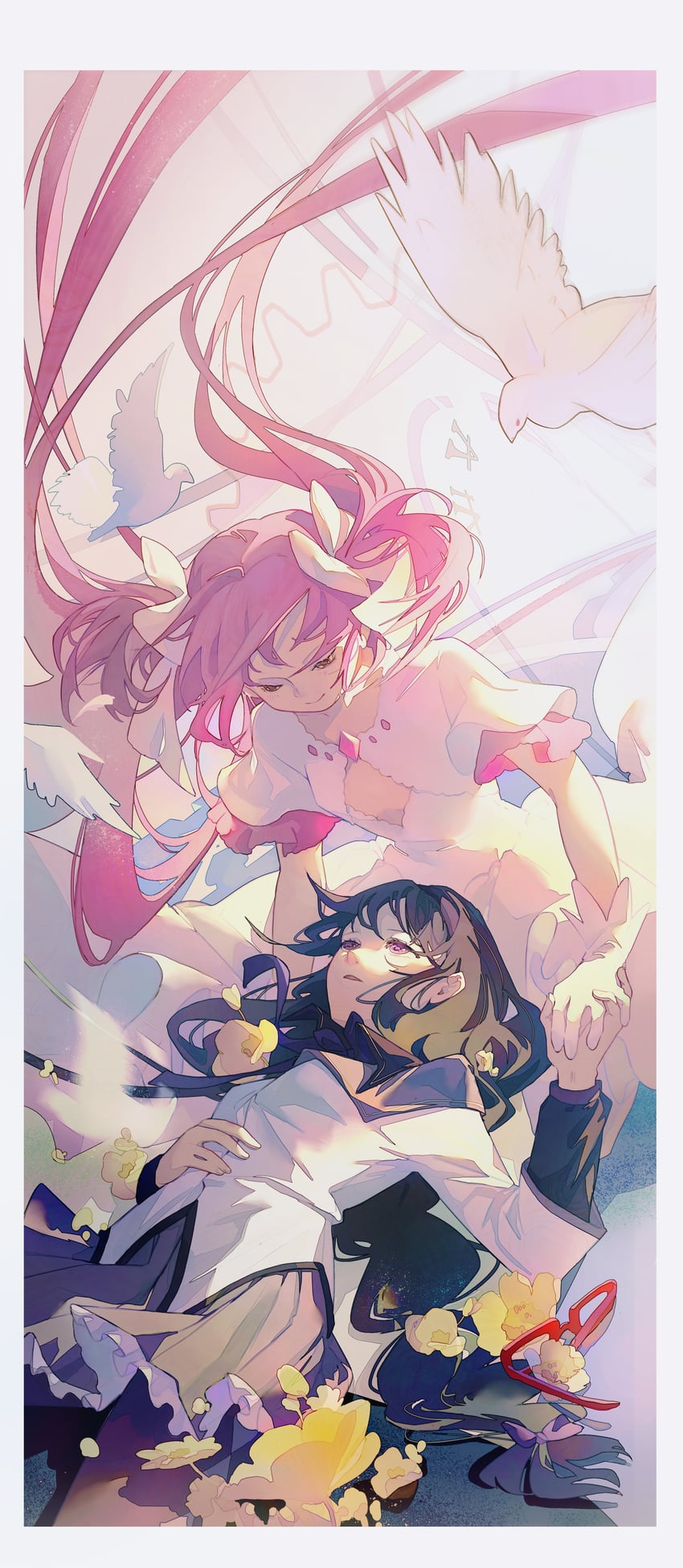 akemi homura, kaname madoka, and ultimate madoka (mahou shoujo madoka magica) drawn by xiangpicasuixie
