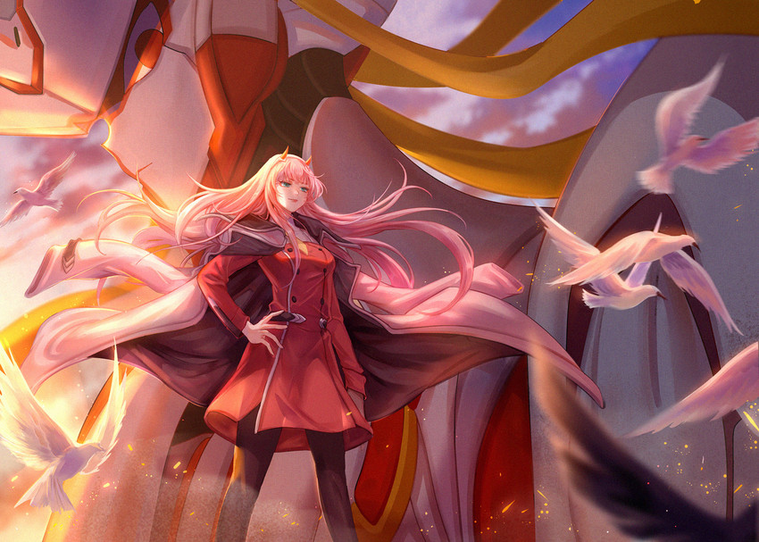 zero two and strelizia (darling in the franxx) drawn by xilin