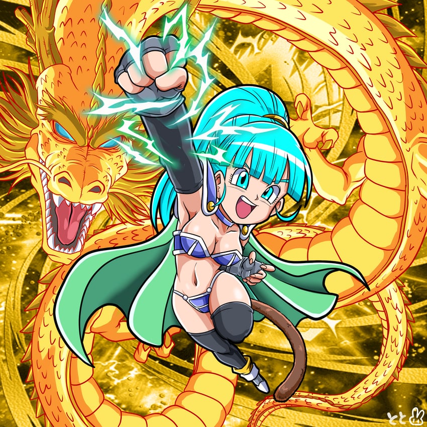 chi-chi, shenron, and note (dragon ball and 2 more) drawn by nazca_(rapid-rabbit's)