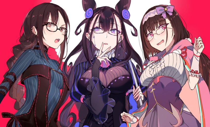 yu mei-ren, osakabehime, and murasaki shikibu (fate and 1 more) drawn by cow_(shadow)