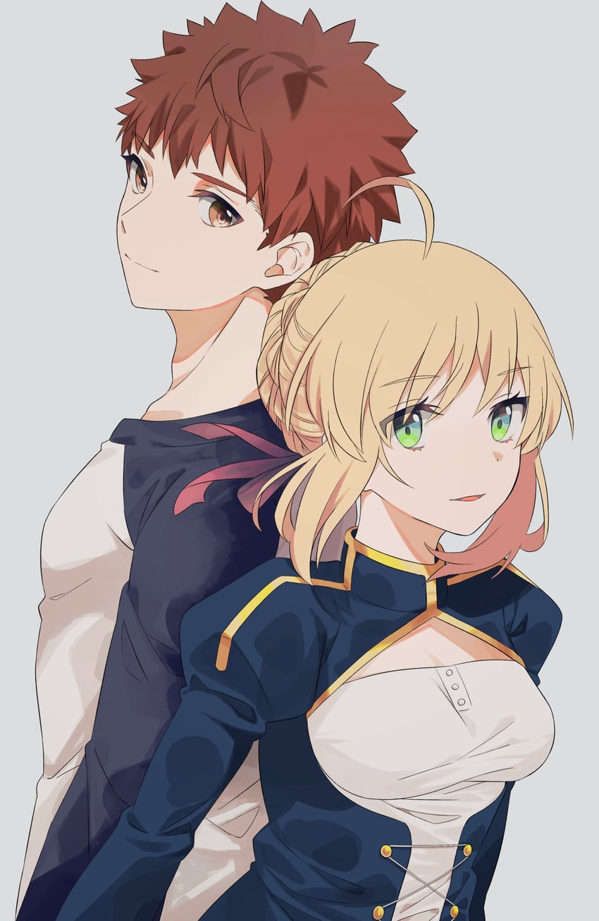 artoria pendragon, saber, and emiya shirou (fate and 1 more) drawn by suzuakks