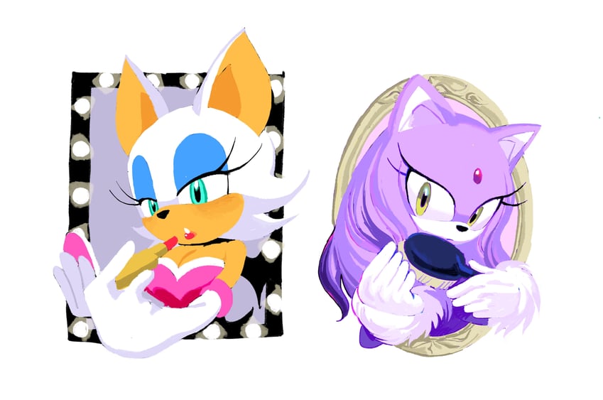 blaze the cat and rouge the bat (sonic) drawn by tokiwa757