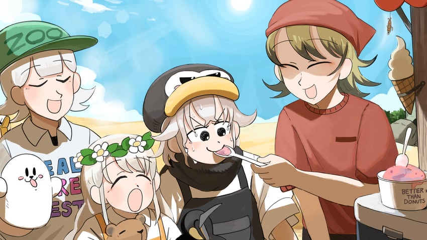 penguin keeper, seal keeper, capybara keeper, and store keeper (zookeepers) drawn by diva_(hyxpk)