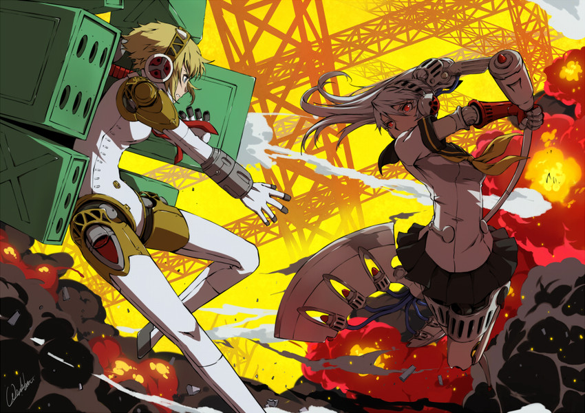 aigis and labrys (persona and 2 more) drawn by werkbau