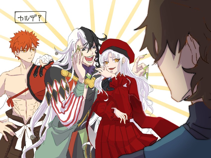 emiya shirou, kotomine kirei, ashiya douman, caren hortensia, senji muramasa, and 1 more (fate and 1 more) drawn by umekonbu_daisuki