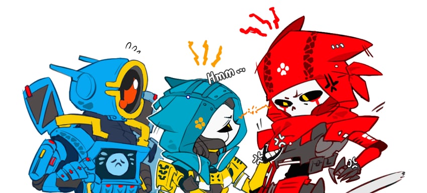 ash, revenant, pathfinder, and classic revenant (apex legends) drawn by ruu47