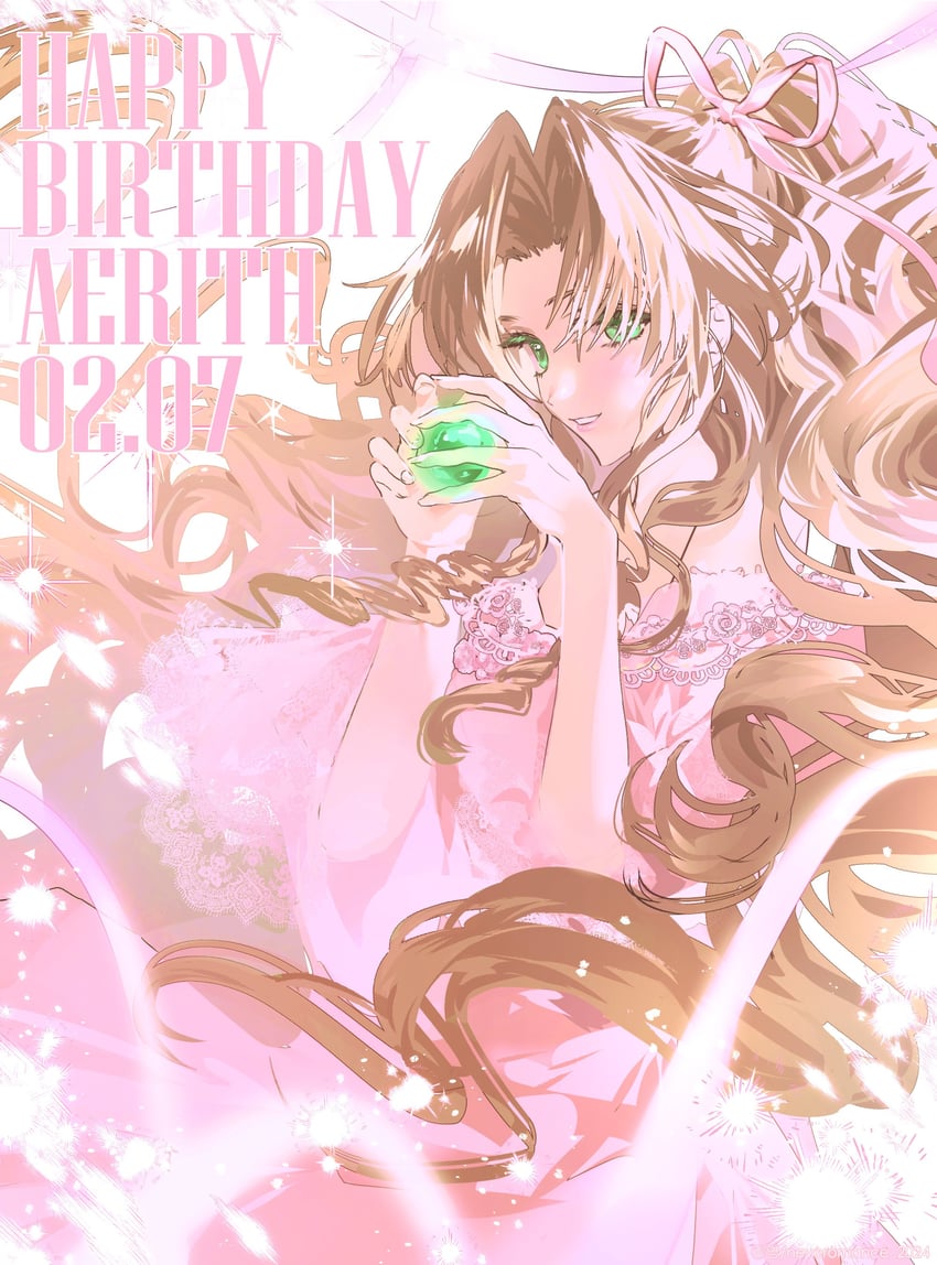 aerith gainsborough (final fantasy and 1 more) drawn by neveromance